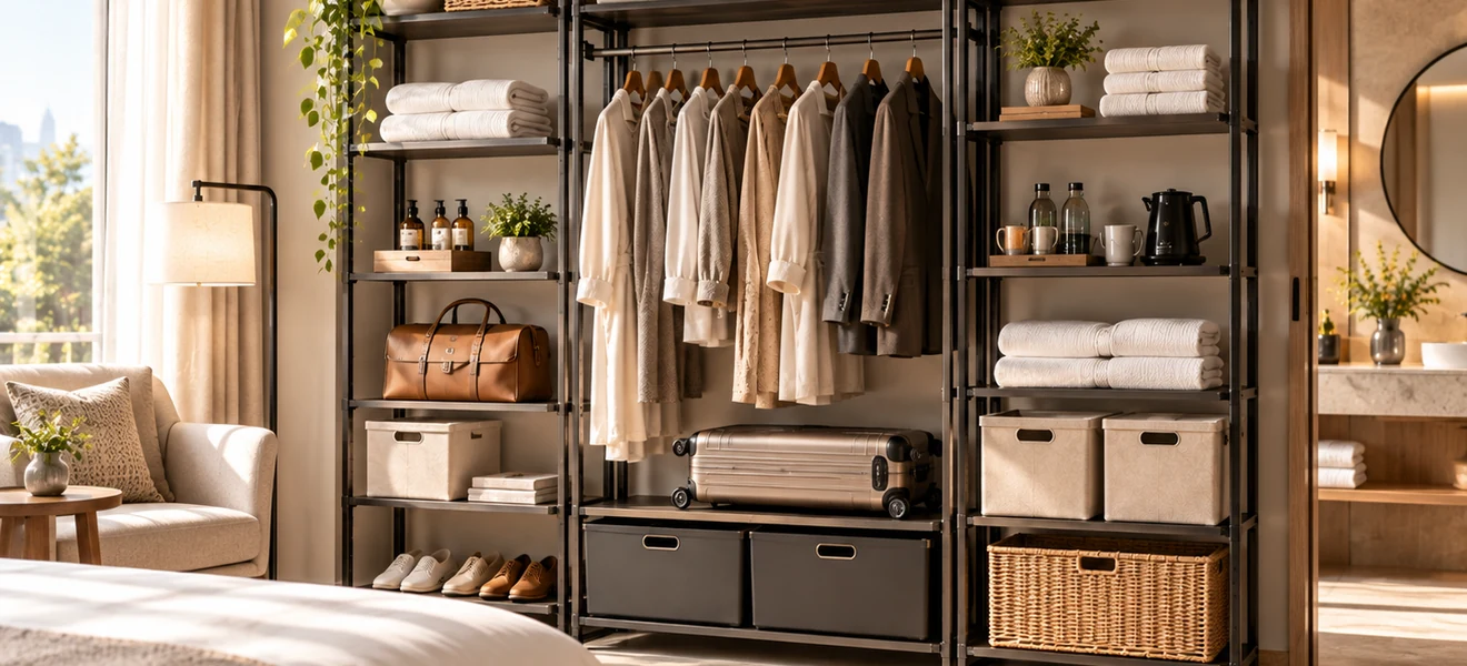 Custom hotel and hospitality closet storage solution by Joyings